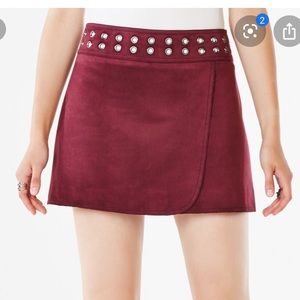 BCBG MAXAZRIA Red Suede Skirt